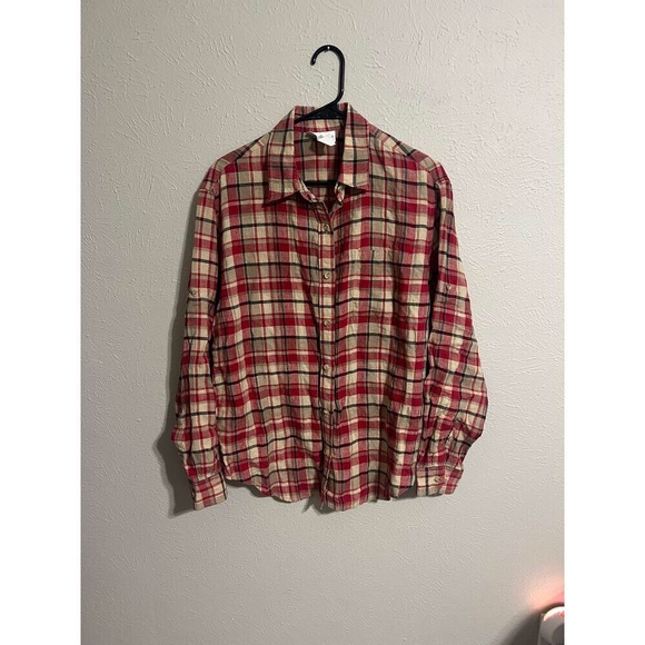Plaid Red and Beige Men's Shirt - Picture 1 of 4